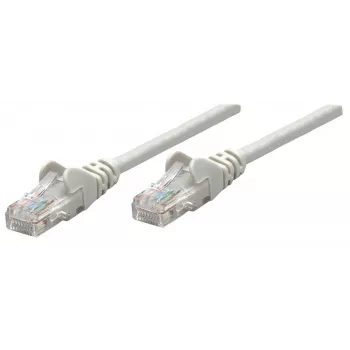 “Intellinet” tinklo komutacinis kabelis, Cat5e, 0,25 m, pilkas, CCA, U/UTP, PVC, RJ45, paauksuoti kontaktai, be užkliuvimų, su apsauginiu gaubteliu, garantija visam eksploatavimo laikui