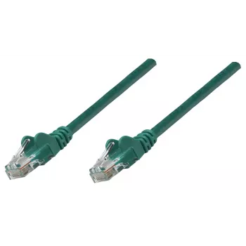 Intellinet tinklo komutacinis kabelis, Cat5e, 0,25 m, žalias, CCA, U/UTP, PVC, RJ45, auksuoti kontaktai, besipainiojantis, apsaugotas, garantija visam naudojimo laikui