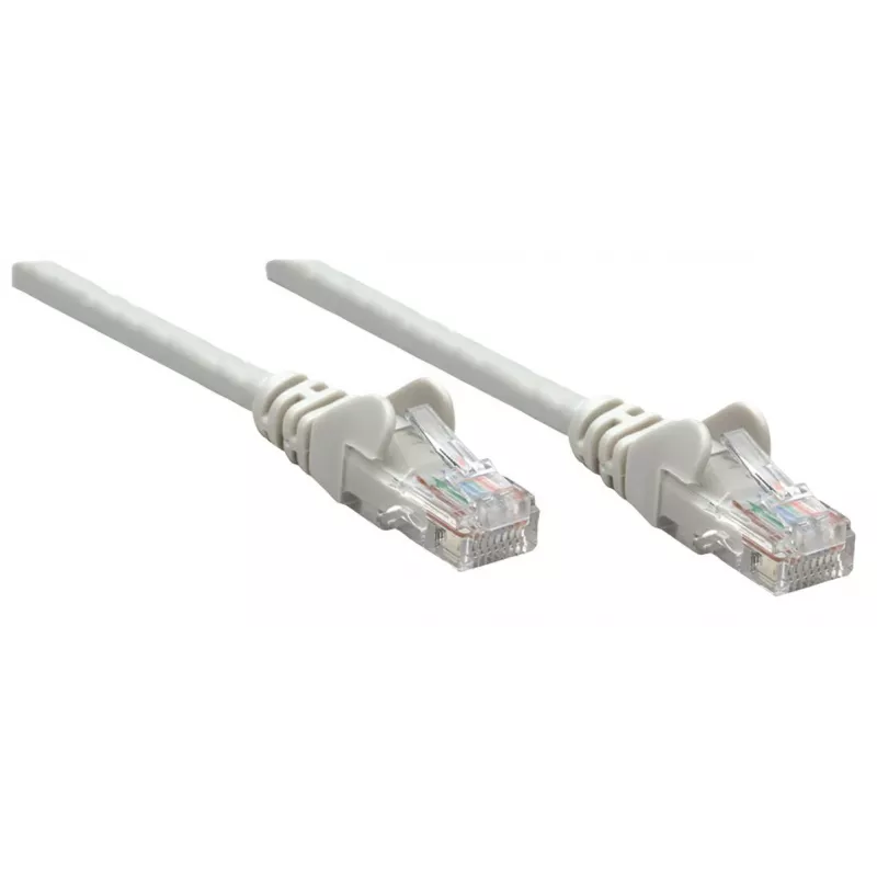 Intellinet tinklo komutacinis kabelis, Cat6, 0,25 m, pilka, varis, U/UTP, PVC, RJ45, auksuoti kontaktai, belipnus, apsaugotas, garantija visam laikui