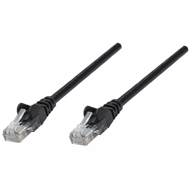 Intellinet tinklo komutacinis kabelis, Cat6, 1 m, juodas, varis, U/UTP, PVC, RJ45, paauksuoti kontaktai, bekliūvis, su apsauginiu gaubteliu, garantija visam eksploatavimo laikui