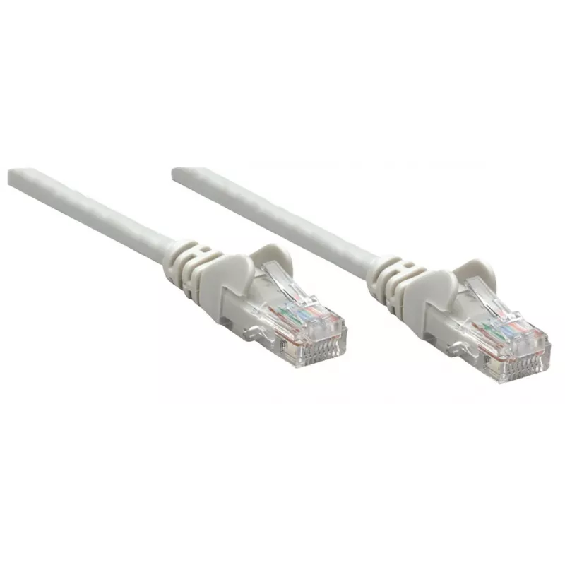 Intellinet tinklo kabelis, Cat6, 0,25 m, pilkas, CCA, U/UTP, PVC, RJ45, auksuoti kontaktai, apsauga nuo užkliuvimo, apsauginis gaubtelis, garantija visam laikui