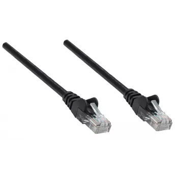 Intellinet tinklo kabelis, Cat6, 0,25 m, juodas, CCA, U/UTP, PVC, RJ45, auksuoti kontaktai, be užkabinimų, su apsaugine įvore, garantija visam laikui