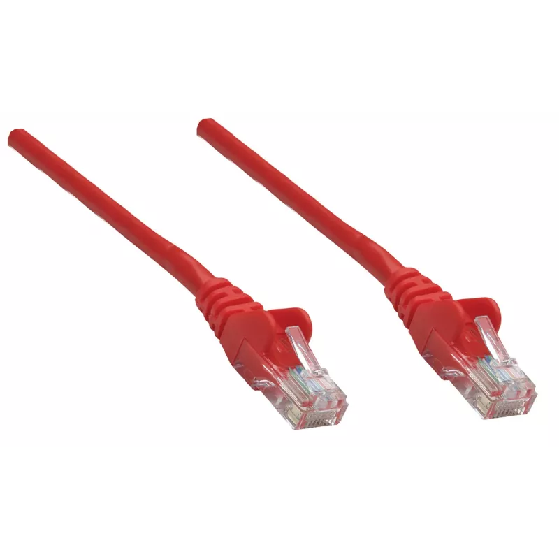 Intellinet tinklo komutacinis kabelis, Cat6, 0,25 m, raudonas, CCA, U/UTP, PVC, RJ45, paauksuoti kontaktai, neužkabinamas, su apvadu, garantija visam eksploatavimo laikui