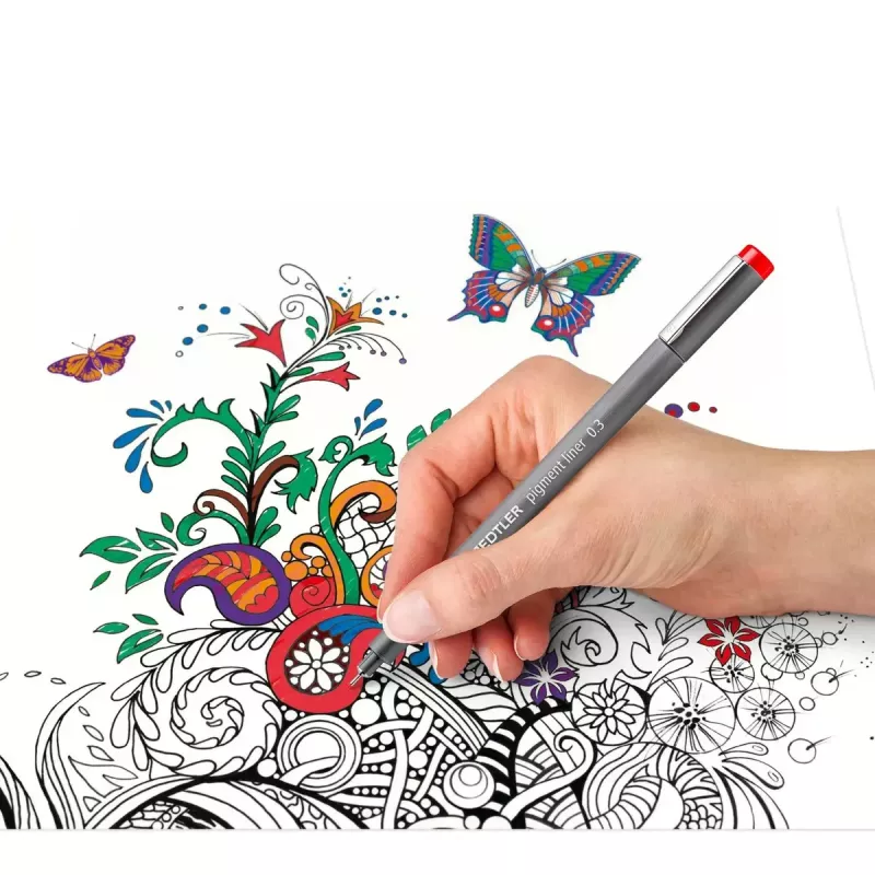 Smulkūs rašikliai Staedtler Pigment Liner 30803-SSB6 mėlyna ruda žalia oranžinė raudona violetinė