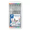 Smulkūs rašikliai Staedtler Pigment Liner 30803-SSB6 mėlyna ruda žalia oranžinė raudona violetinė