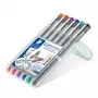 Smulkūs rašikliai Staedtler Pigment Liner 30803-SSB6 mėlyna ruda žalia oranžinė raudona violetinė