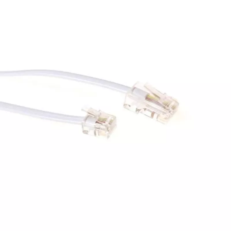 ACT baltas 2 metrų plokščias telefono laidas su RJ11 ir RJ45 jungtimis