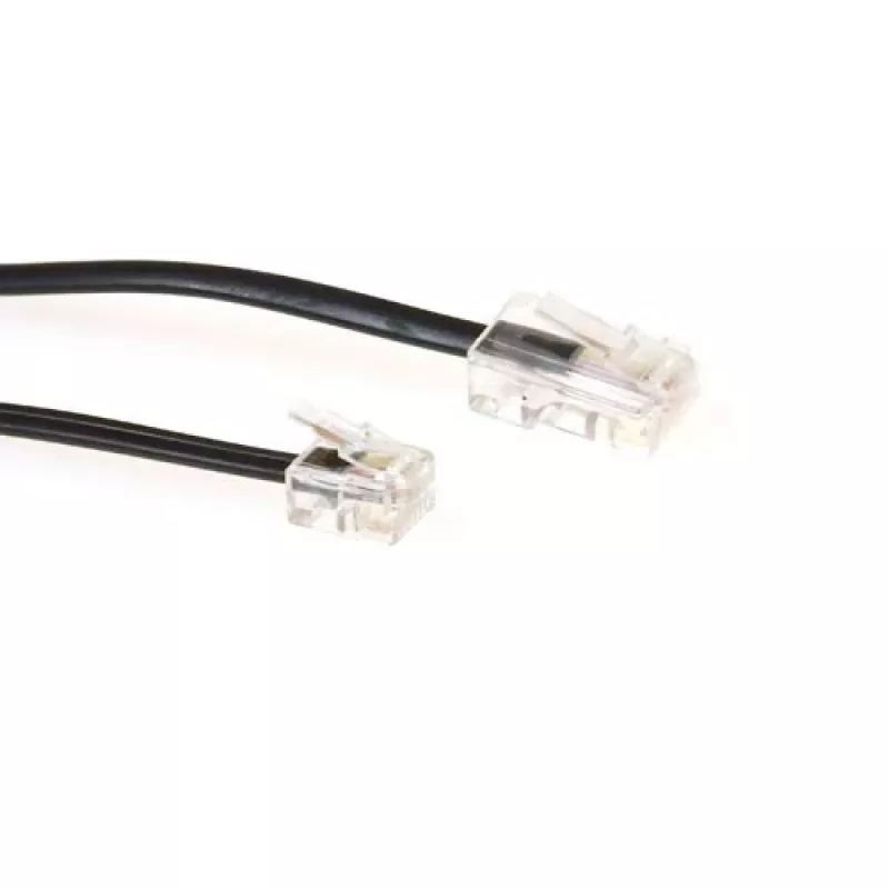 ACT juodas 5 metrų plokščias telefono kabelis su RJ11 ir RJ45 jungtimis