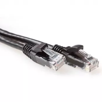 ACT juodas 10 metrų U/UTP CAT6A komutacinis kabelis, bekliūvis, su RJ45 jungtimis
