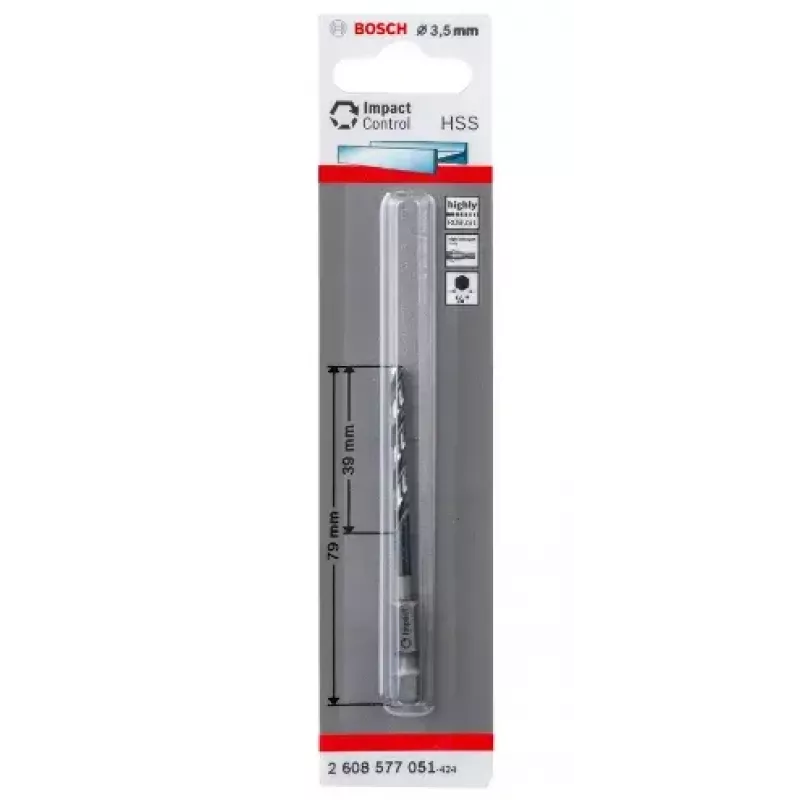 Sraigtinis grąžtas Bosch HSS šešiabriauniu kotu 3,5 mm