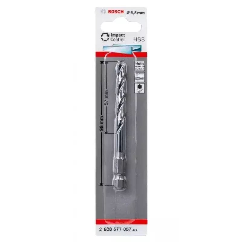 Sraigtinis grąžtas Bosch HSS su šešiabriauniu kotu 5,5 mm