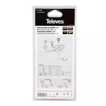 TV signalo stiprintuvas Televes 553504 88 - 1006 MHz F jungtis AC 220 - 230 V