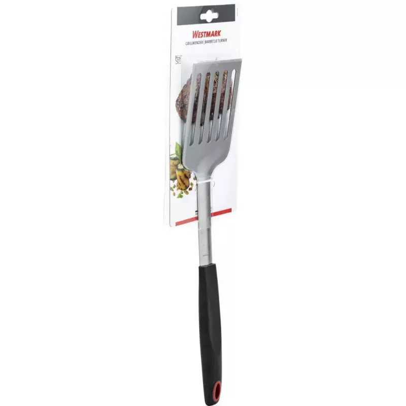 Virtuvinė mentelė Westmark 15092280 — plastiko/TPE galvutė, nerūdijančio plieno rankena, 430×88×25 mm, juoda/raudona