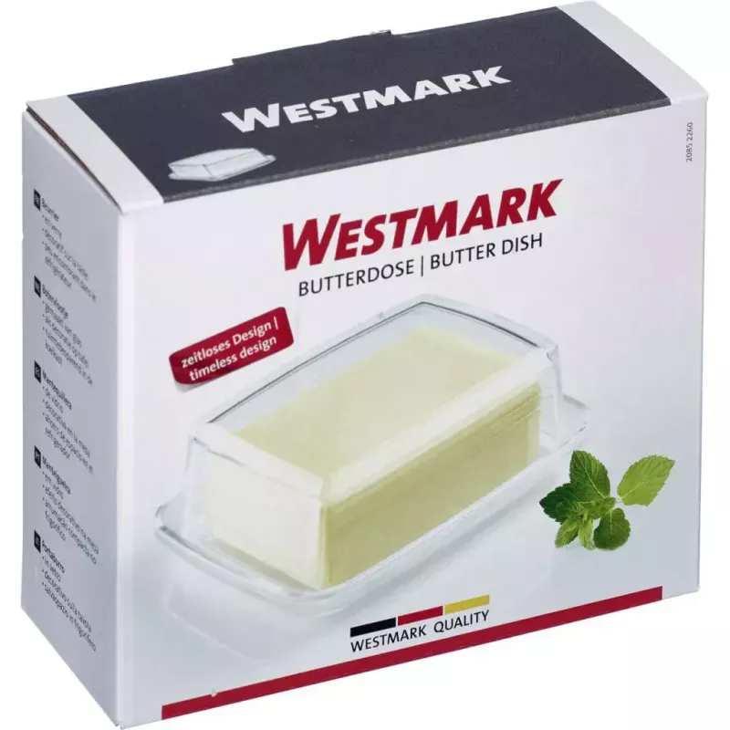 Sviestinė Westmark 20852260, stačiakampė stiklo, 143×118×55 mm, skaidri