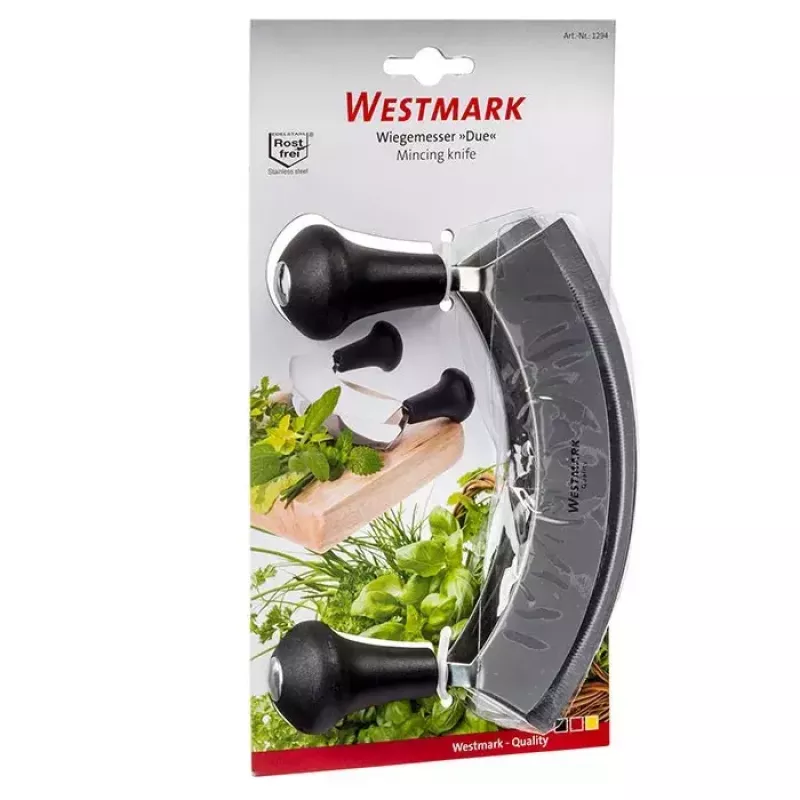 Mėsmalės peilis Westmark Due — nerūdijančio plieno peilis, plastikinis korpusas, 126×170×38 mm