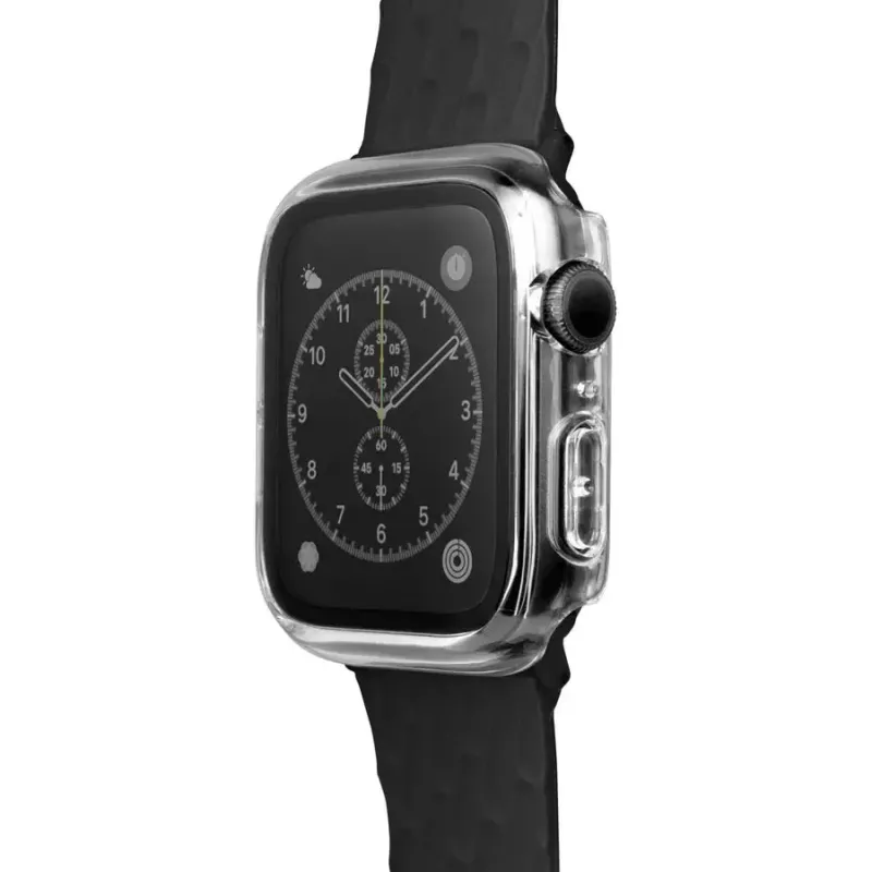 Case LAUT Shield išmaniajam laikrodžiui — skaidrus stiklas ir polikarbonatas, suderinama su 40–41 mm Apple Watch