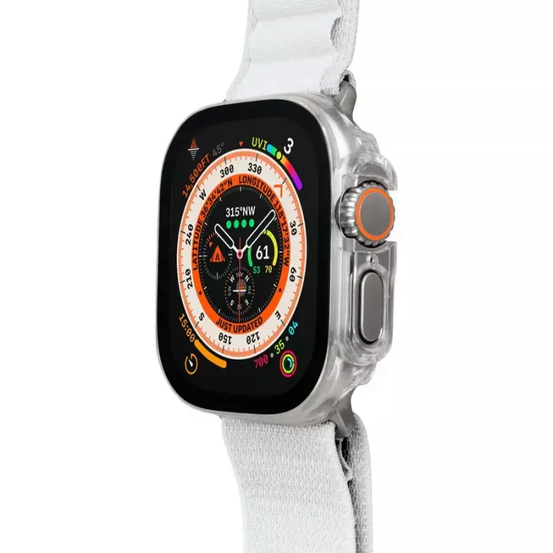 Case LAUT Shield išmaniajam laikrodžiui — skaidrus stiklas ir polikarbonatas, suderinama su 40–41 mm Apple Watch