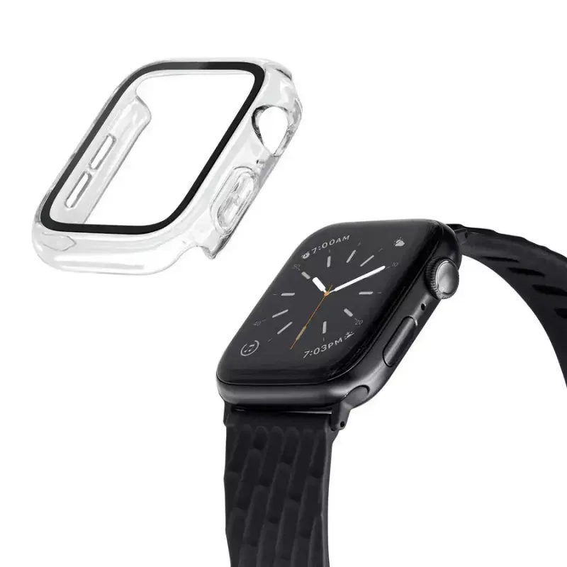 Case LAUT Shield išmaniajam laikrodžiui — skaidrus stiklas ir polikarbonatas, suderinama su 40–41 mm Apple Watch