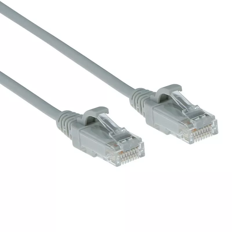 ACT pilkas 10 metrų LSZH U/UTP CAT6 duomenų centro plonas komutacinis kabelis be užkabinimo su RJ45 jungtimis