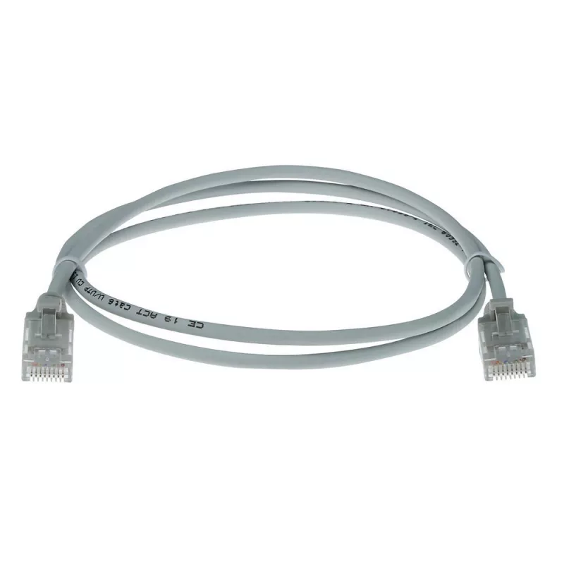 ACT pilkas 10 metrų LSZH U/UTP CAT6 duomenų centro plonas komutacinis kabelis be užkabinimo su RJ45 jungtimis