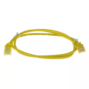 ACT geltonas 7 m LSZH U/UTP CAT6 duomenų centro plonas komutacinis kabelis su RJ45 jungtimis be užkabinimo