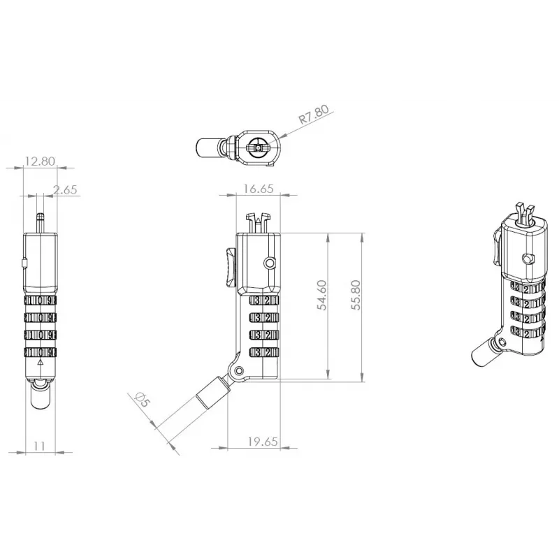 eSTUFF GLB220302 kabelinė spyna Juoda 1,8 m