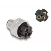 DeLOCK M12 jungtis, A koduota, 3 kontaktų, kištukinė, 90° kampinė, metalinė