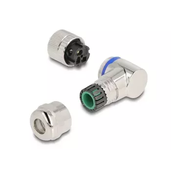 DeLOCK M12 jungtis, A koduota, 3 kontaktų, lizdas, 90° kampuota, metalinė