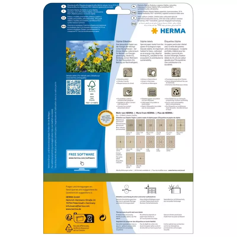 Lipnios etiketės HERMA 10763 nuolatinės rudos 360 vnt. elipsė 63,5x42,3mm