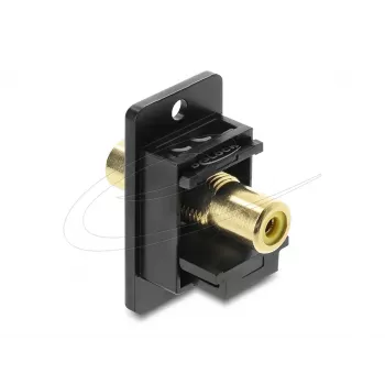 DELOCK 91113 Keystone modulis su RCA–RCA jungtimis, plokščia konstrukcija, juoda/geltona