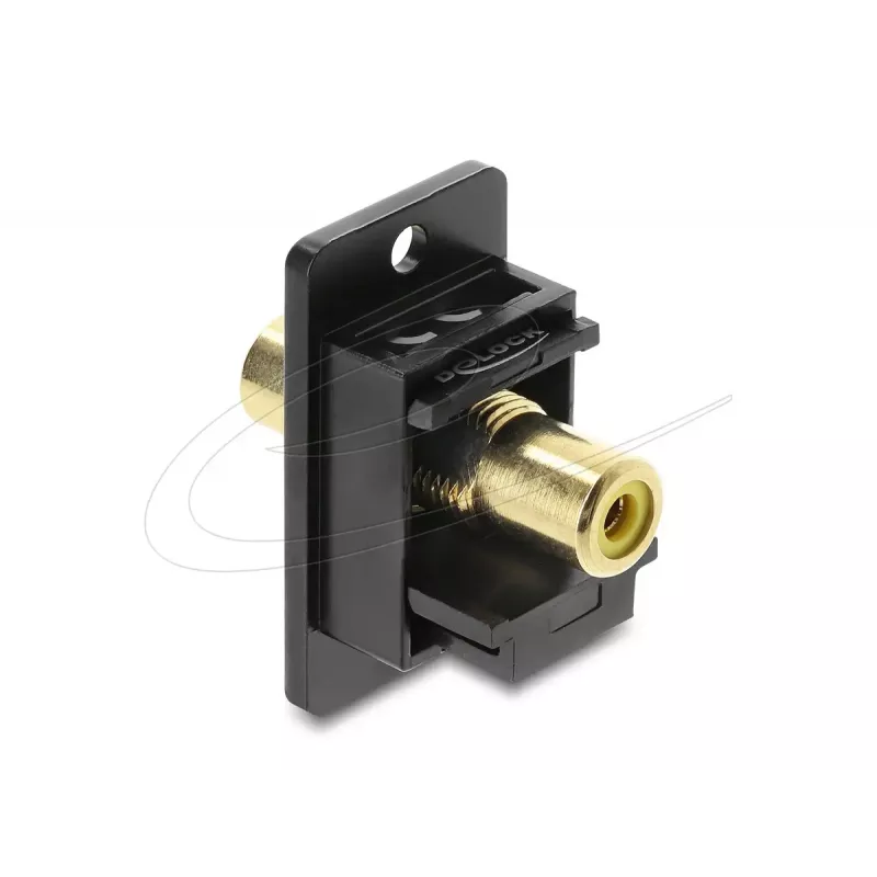 DELOCK 91113 Keystone modulis su RCA–RCA jungtimis, plokščia konstrukcija, juoda/geltona