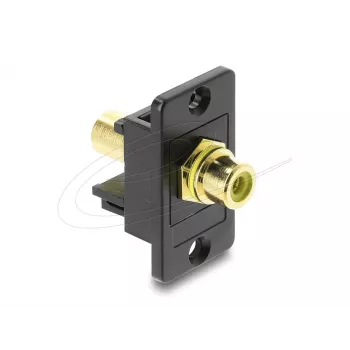 DELOCK 91113 Keystone modulis su RCA–RCA jungtimis, plokščia konstrukcija, juoda/geltona