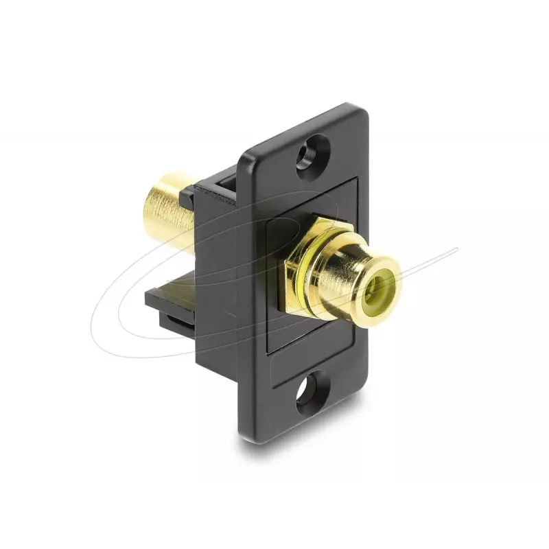 DELOCK 91113 Keystone modulis su RCA–RCA jungtimis, plokščia konstrukcija, juoda/geltona