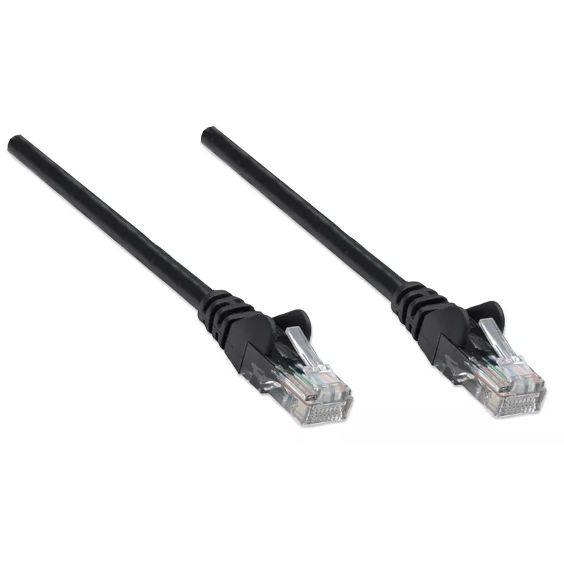 Intellinet tinklo kabelis, Cat5e, 20 m, juodas, CCA, U/UTP, PVC, RJ45, auksuoti kontaktai, nesikabinantis, su apsaugine mova, viso gyvenimo garantija