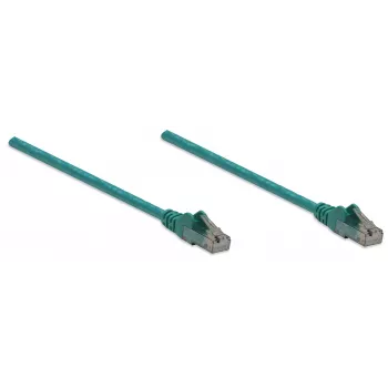 Intellinet tinklo komutacinis kabelis, Cat6, 10 m, žalias, CCA, U/UTP, PVC, RJ45, auksuoti kontaktai, neužkabinamas, su apsauga, garantija visam laikui