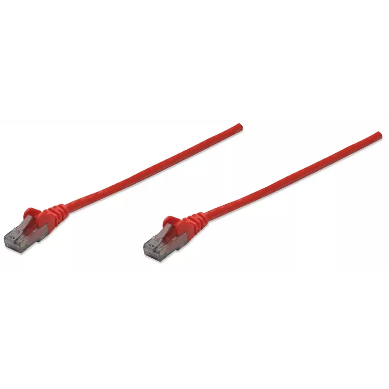 Intellinet tinklo komutacinis kabelis, Cat6, 10 m, raudonas, CCA, U/UTP, PVC, RJ45, auksuoti kontaktai, nesikabinantis, su apsaugine mova, garantija visam eksploatavimo laikui