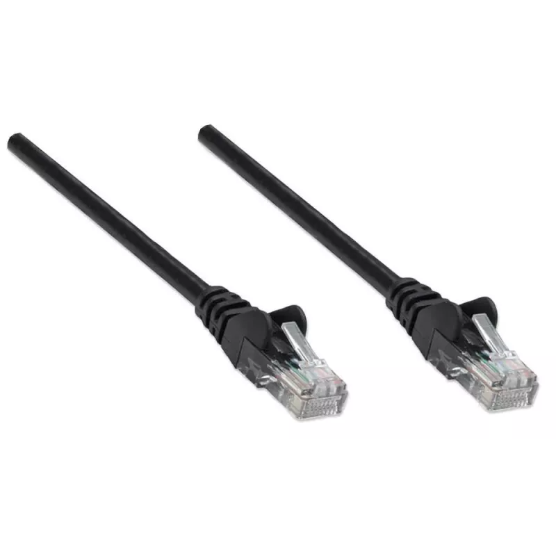 Intellinet tinklo kabelis, Cat6, 7,5 m, juodas, CCA, U/UTP, PVC, RJ45, paauksuoti kontaktai, nesikabinantis, su apsaugine mova, garantija visam laikui
