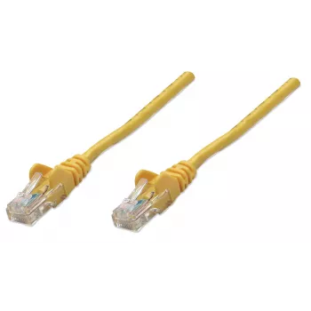 Intellinet tinklo komutacinis kabelis, Cat5e, 10 m, geltonas, CCA, U/UTP, PVC, RJ45, auksuoti kontaktai, be užkliuvimo, su apsauginiu gaubteliu, garantija visam laikui