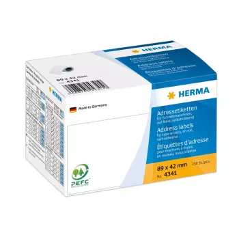 Adresų etiketės HERMA 4341 89x42 mm baltas popierius matinis 250 vnt.