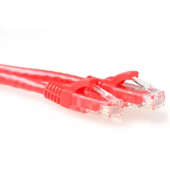 ACT raudonas 2 metrų U/UTP CAT6A komutacinis kabelis su apsauginiais RJ45 jungčių spaustukais