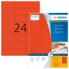 Etiketės HERMA Spalvotos A4 70x37 mm raudonos popierinės matinės 2400 vnt.