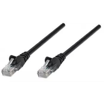 Intellinet tinklo komutacinis kabelis, Cat5e, 0,5 m, juodas, CCA, U/UTP, PVC, RJ45, paauksuoti kontaktai, neužsikabinantis, su apsauginiu gaubteliu, garantija visam eksploatavimo laikui