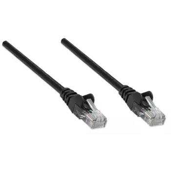 Intellinet tinklo komutacinis kabelis, Cat5e, 0,5 m, juodas, CCA, U/UTP, PVC, RJ45, paauksuoti kontaktai, neužsikabinantis, su apsauginiu gaubteliu, garantija visam eksploatavimo laikui