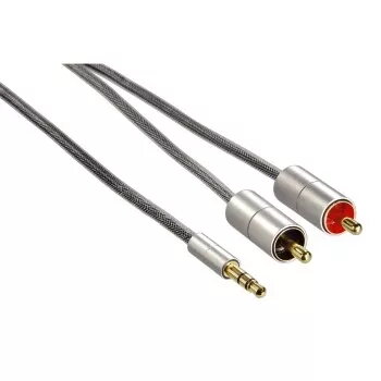 Garso kabelis Hama 00080864 1 m 3,5 mm į 2 x RCA, sidabrinis