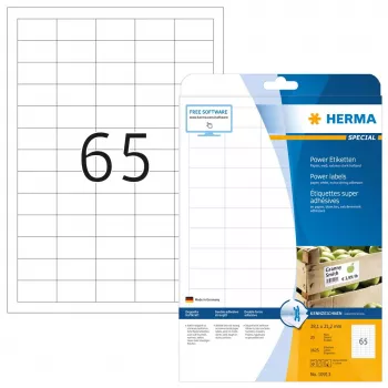 HERMA etiketės A4 38,1x21,2 mm baltos, itin stiprus sukibimas, 1625 vnt.