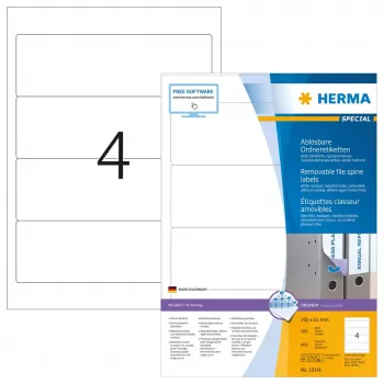 Nuimamos dokumentų etiketės HERMA 10141 A4 192x61 mm baltos