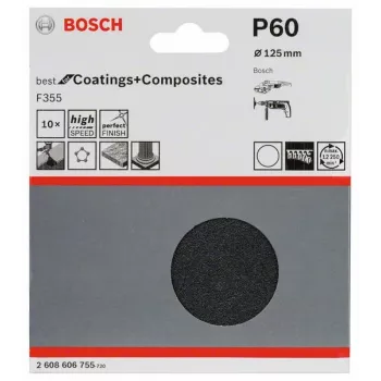 Bosch 2 608 606 755 rankinio šlifavimo reikmenys Šlifavimo lapas P60 10 vnt.