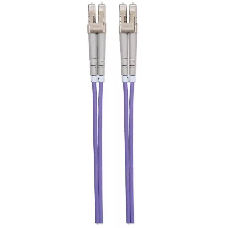 „Intellinet“ šviesolaidinis komutacinis kabelis, OM4, LC/LC, 5 m, violetinis, dvipusis, daugiamodis, 50/125 µm, LSZH, šviesolaidis, garantija visam eksploatacijos laikui