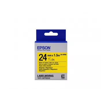 Epson etikečių kasetė magnetinė LK-6YB2 juoda/geltona 24 mm (1,5 m)