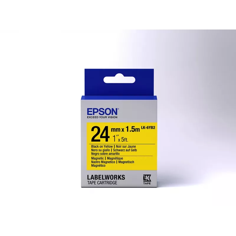 Epson etikečių kasetė magnetinė LK-6YB2 juoda/geltona 24 mm (1,5 m)